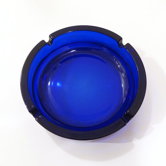 Cobalt Blue Glass Ashtray - Picture 3 of 6